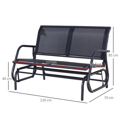 Outsunny 2-Person Outdoor Glider Bench Patio Double Swing Gliding Chair Loveseat w/Power Coated Steel Frame for Garden Patio Porch, Black