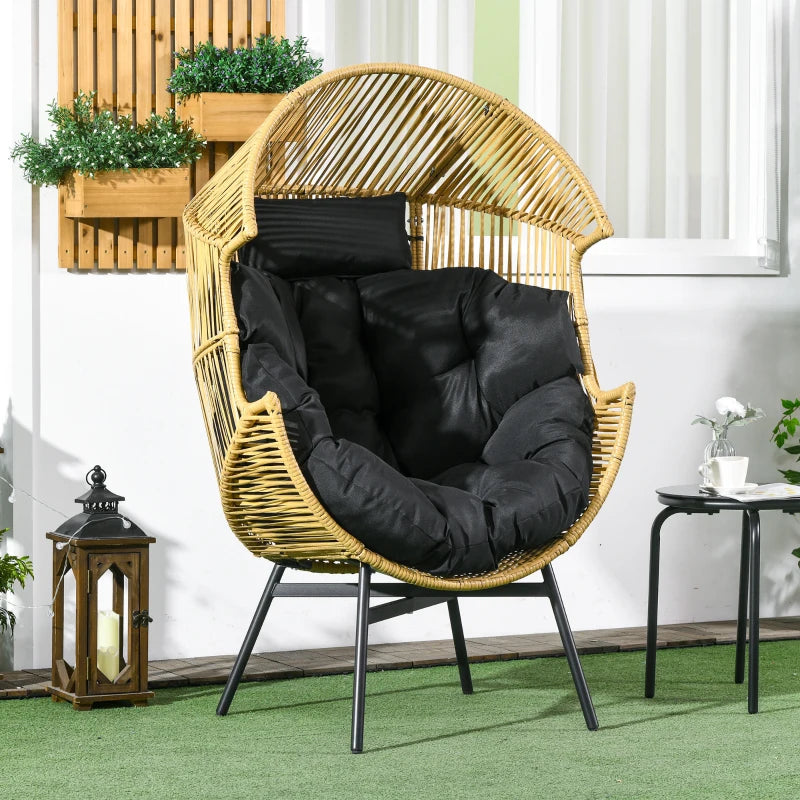 Outsunny String Rattan Egg Chair, with Padded Seat Cushion -