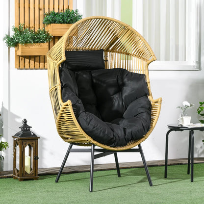 Outsunny String Rattan Egg Chair, with Padded Seat Cushion -