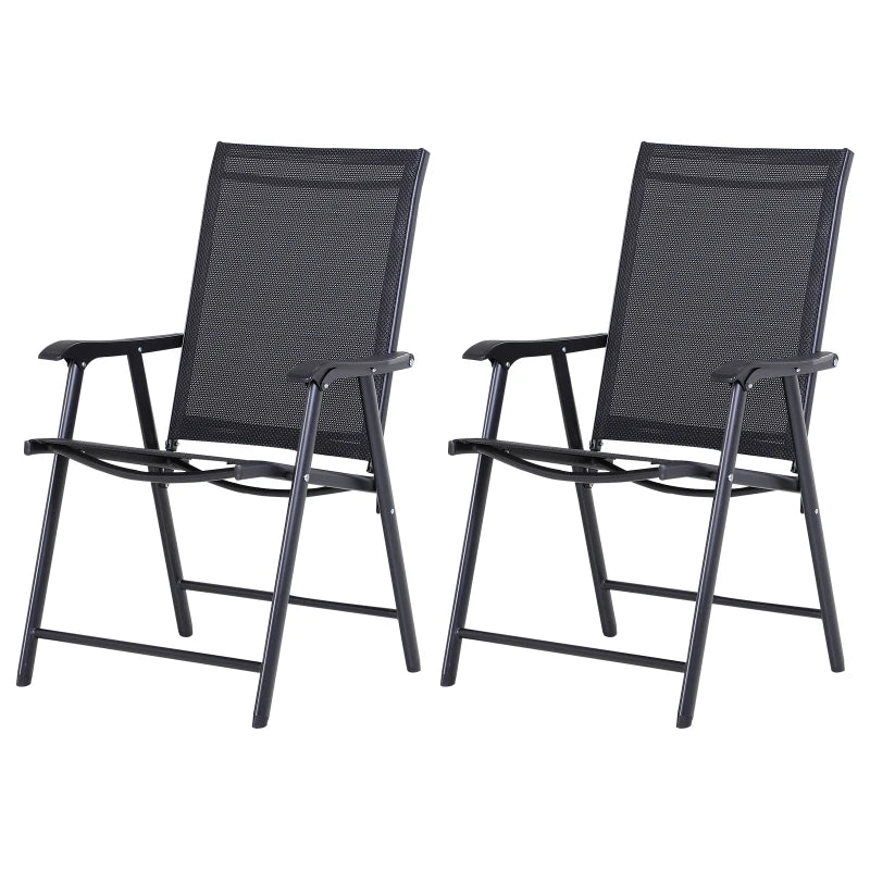 Outsunny Steel Frame Set of 2 Foldable Outdoor Garden Chairs