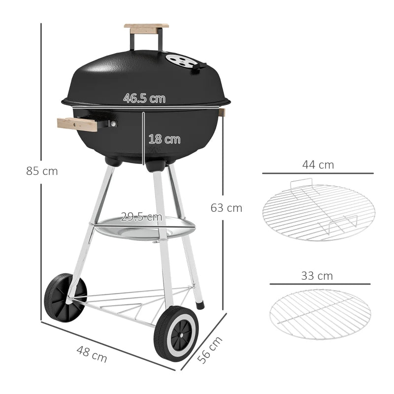 Outsunny Portable Round Kettle Charcoal Grill BBQ Smoker with Lid Outdoor Heat Control Party Patio Barbecue Garden