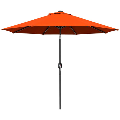 Outsunny 2.7m Patio Garden Umbrella Outdoor Parasol with Tilt Crank and 24 LEDs Lights