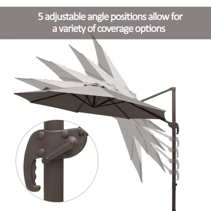 Outsunny 3m Cantilever Aluminium Frame Outdoor Garden Parasol