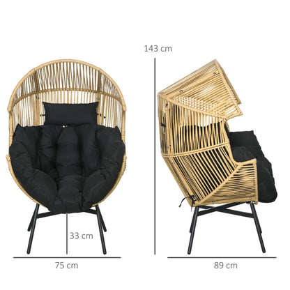 Outsunny String Rattan Egg Chair, with Padded Seat Cushion -