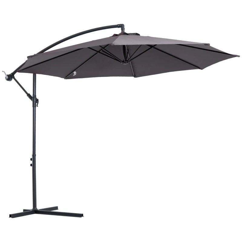 Outsunny 2.45m Overhanging Cantilever Parasol, with Cross Base