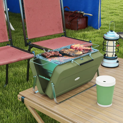 Outsunny Metal Suitable-Style Portable BBQ Grill - Green