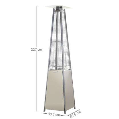 Outsunny Stainless Steel Outdoor Garden Pyramid Patio Heater with Wheels and Rain Cover - Silver