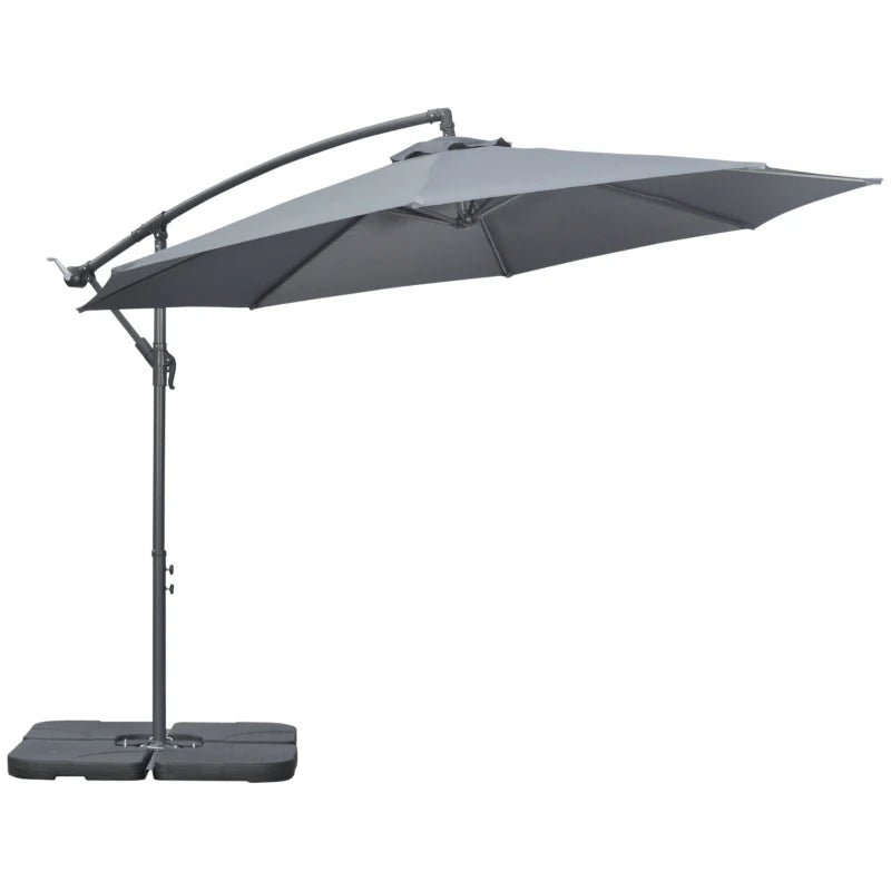 Outsunny 3(m) Garden Parasol Sun Shade Banana Umbrella Cantilever with Crank Handle