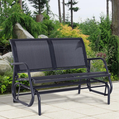 Outsunny 2-Person Outdoor Glider Bench Patio Double Swing Gliding Chair Loveseat w/Power Coated Steel Frame for Garden Patio Porch, Black