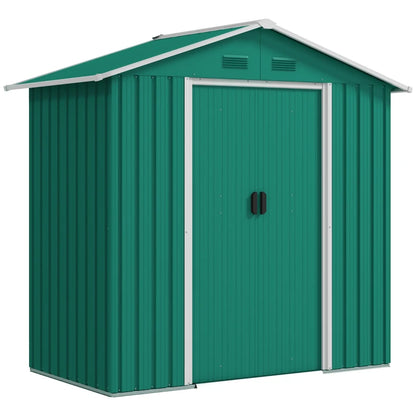 Outsunny 6.5ft x 3.5ft Metal Garden Storage Shed for Outdoor Tool Storage with Double Sliding Doors and 4 Vents