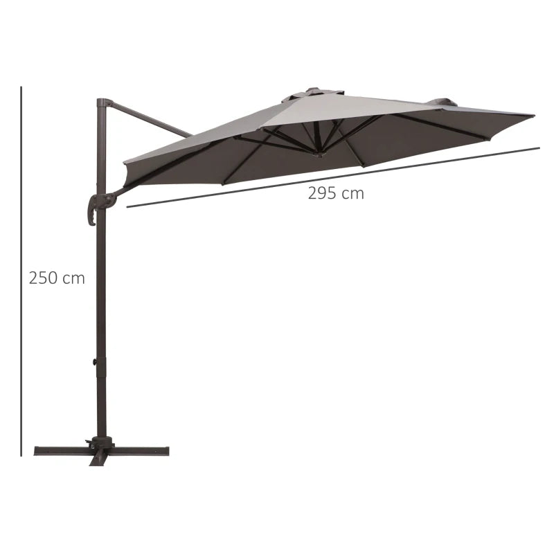 Outsunny 3m Cantilever Aluminium Frame Outdoor Garden Parasol