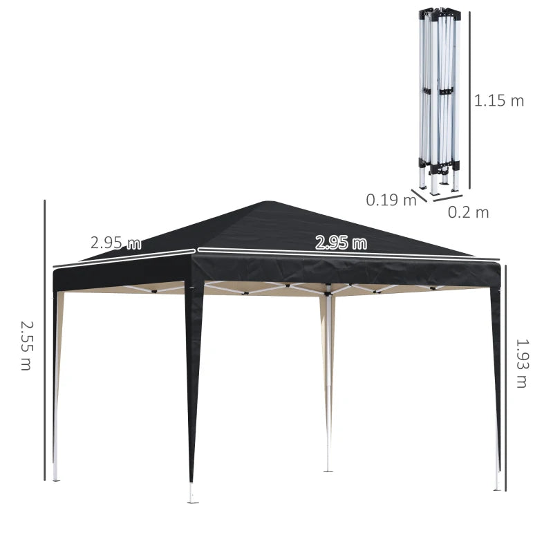 Outsunny 3 x 3M Garden Pop Up Gazebo Height Adjustable Marquee Party Tent Wedding Canopy