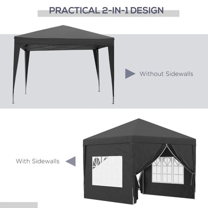 Outsunny 3 x 3(m) Pop Up Gazebo, Water and UV Resistant Party Tent Camping Canopy Marquee with Carry Bag