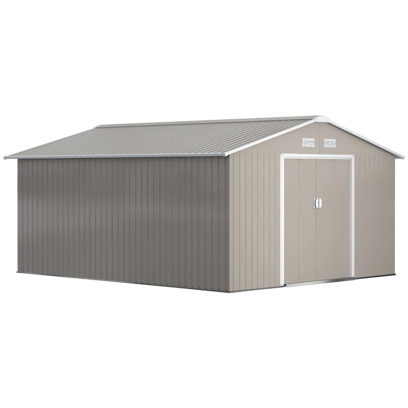 Outsunny 9x6ft Metal Garden Shed, Outdoor Storage Tool House with Ventilation Slots, Foundation Kit, Lockable Double Doors