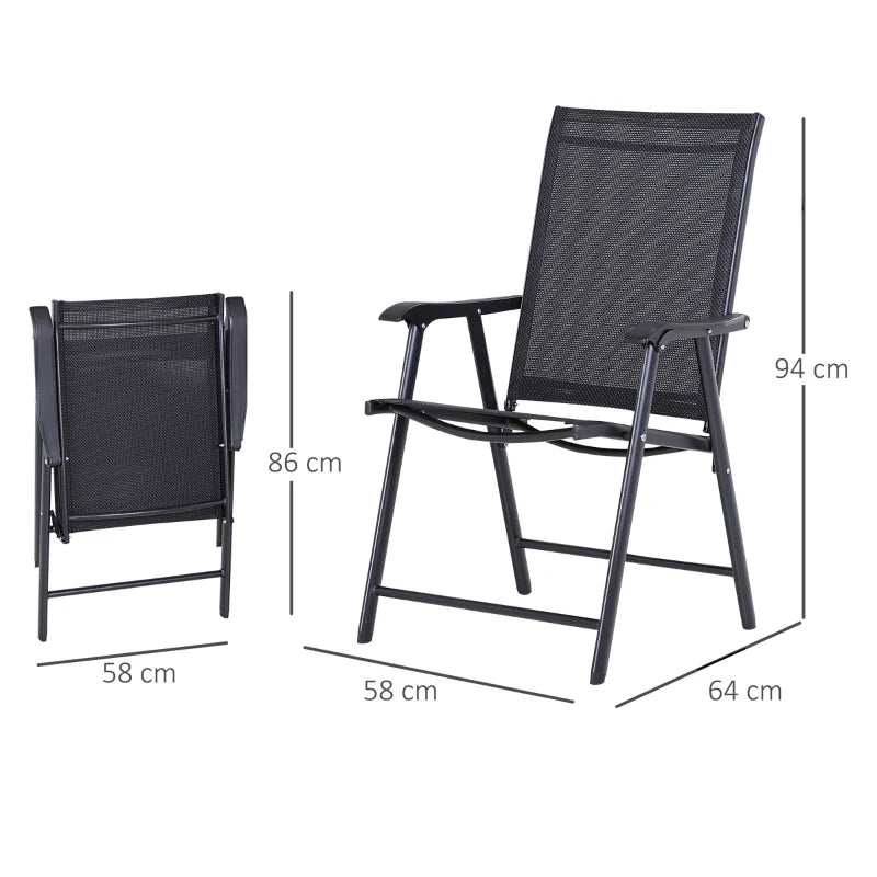 Outsunny Steel Frame Set of 2 Foldable Outdoor Garden Chairs