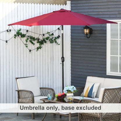 Outsunny 2.7M Garden Parasol Umbrella with Tilt and Crank, Outdoor Sun Parasol Sunshade Shelter with Aluminium Frame, Wine Red