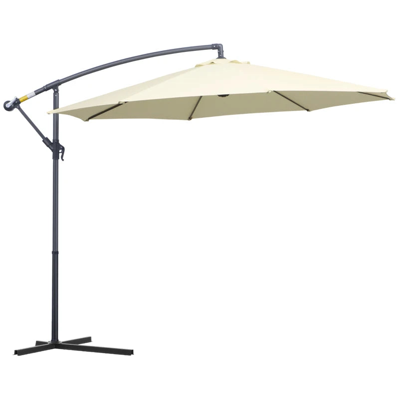 Outsunny 3(m) Garden Parasol Sun Shade Banana Umbrella Cantilever with Crank Handle