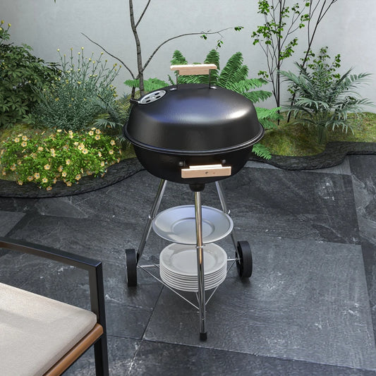 Outsunny Portable Round Kettle Charcoal Grill BBQ Smoker with Lid Outdoor Heat Control Party Patio Barbecue Garden