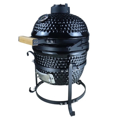 Outsunny Cast Iron Ceramic Charcoal BBQ Oven Black