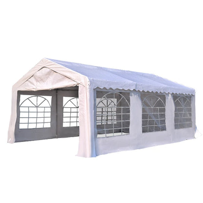 Outsunny 6m x 4 m Garden Gazebo Portable Carport Shelter w/ Removable Sidewalls & Doors Party Tent Shelter Car Canopy