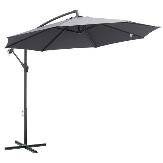 Outsunny 3(m) Garden Parasol Sun Shade Banana Umbrella Cantilever with Crank Handle