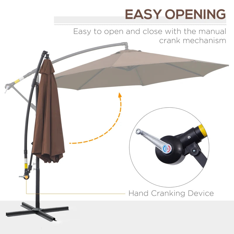 Outsunny 2.45m Overhanging Cantilever Parasol, with Cross Base