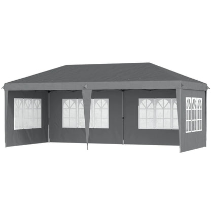 Outsunny 3 x 6m Pop Up Gazebo, Height Adjustable Marquee Party Tent with Sidewalls and Storage Bag