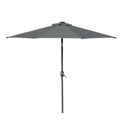 Outsunny 2.7m Patio Garden Umbrella Outdoor Parasol with Tilt Crank and 24 LEDs Lights