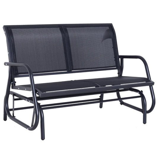 Outsunny 2-Person Outdoor Glider Bench Patio Double Swing Gliding Chair Loveseat w/Power Coated Steel Frame for Garden Patio Porch, Black